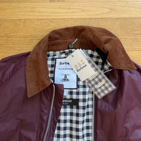 Barbour x Alexa Chung Waxed Jacket Crimson Chore Coat Gingham Lining UK 14 US 10 - Picture 2 of 9